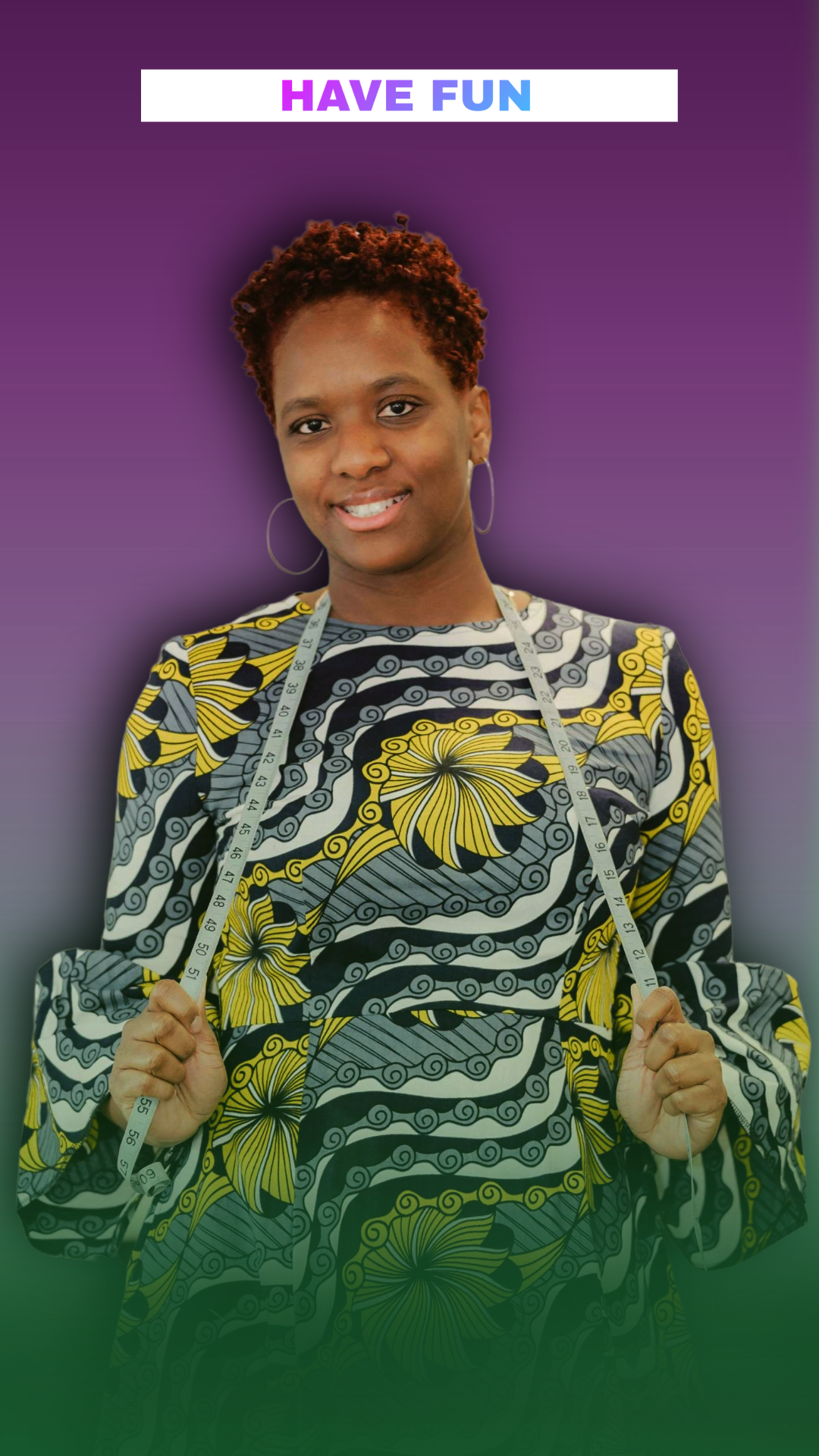 Image of a happy seamstress.